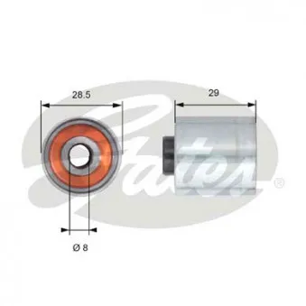 Poulie renvoi/transmission, courroie de distribution GATES T42148