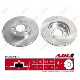 Jeu de 2 disques de frein avant ABE C30002ABE