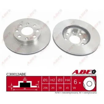 Jeu de 2 disques de frein avant ABE C30012ABE