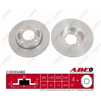 Jeu de 2 disques de frein avant ABE C30303ABE