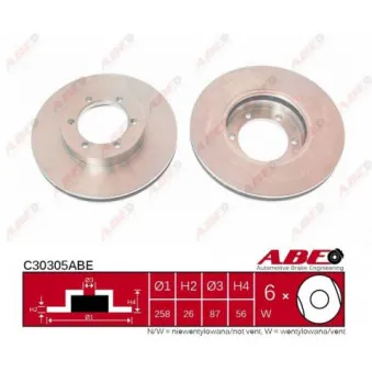 Jeu de 2 disques de frein avant ABE C30305ABE