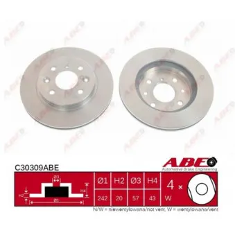 Jeu de 2 disques de frein avant ABE C30309ABE
