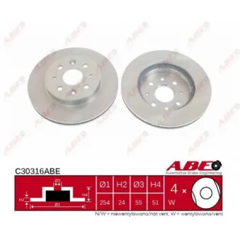 Jeu de 2 disques de frein avant ABE C30316ABE