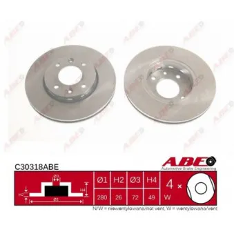 Jeu de 2 disques de frein avant ABE C30318ABE