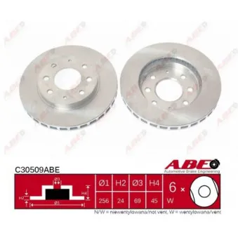 Jeu de 2 disques de frein avant ABE C30509ABE