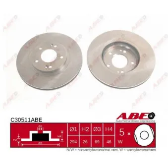 Jeu de 2 disques de frein avant ABE C30511ABE