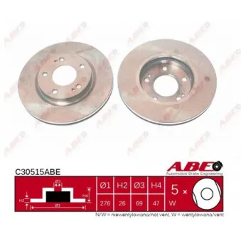 Jeu de 2 disques de frein avant ABE C30515ABE