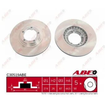 Jeu de 2 disques de frein avant ABE