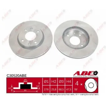 Jeu de 2 disques de frein avant ABE