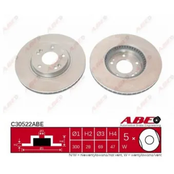 Jeu de 2 disques de frein avant ABE C30522ABE