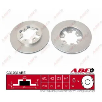 Jeu de 2 disques de frein avant ABE C31031ABE