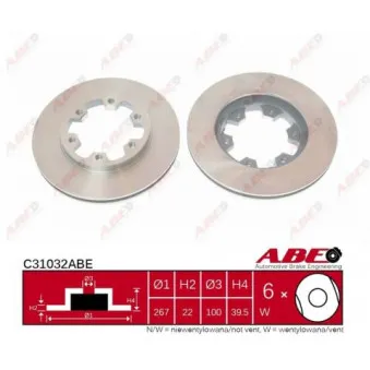 Jeu de 2 disques de frein avant ABE C31032ABE