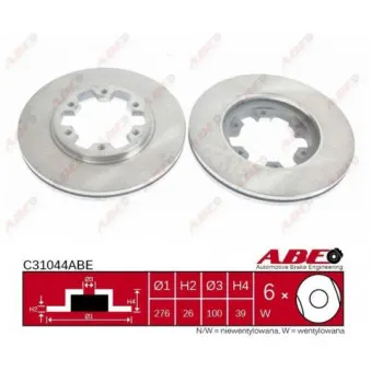 Jeu de 2 disques de frein avant ABE C31044ABE