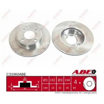 Jeu de 2 disques de frein avant ABE C31060ABE