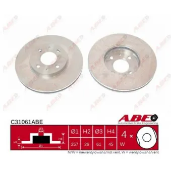 Jeu de 2 disques de frein avant ABE C31061ABE