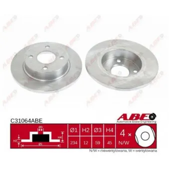 Jeu de 2 disques de frein avant ABE C31064ABE