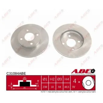 Jeu de 2 disques de frein avant ABE C31084ABE