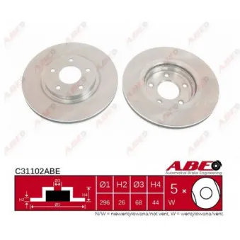 Jeu de 2 disques de frein avant ABE C31102ABE