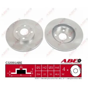 Jeu de 2 disques de frein avant ABE C32091ABE