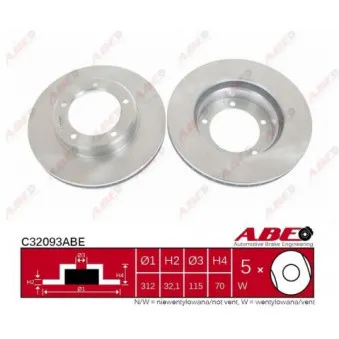 Jeu de 2 disques de frein avant ABE