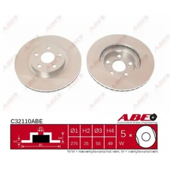 Jeu de 2 disques de frein avant ABE C32110ABE