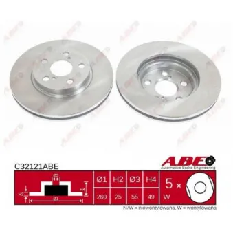 Jeu de 2 disques de frein avant ABE C32121ABE