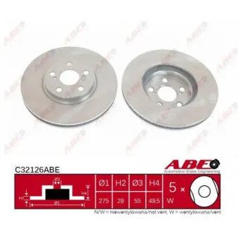 Jeu de 2 disques de frein avant ABE C32126ABE