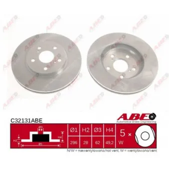 Jeu de 2 disques de frein avant ABE C32131ABE