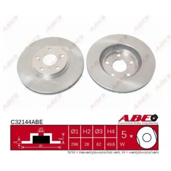 Jeu de 2 disques de frein avant ABE C32144ABE