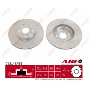 Jeu de 2 disques de frein avant ABE C32148ABE