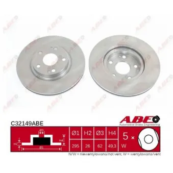 Jeu de 2 disques de frein avant ABE C32149ABE