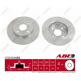 Jeu de 2 disques de frein avant ABE C32152ABE