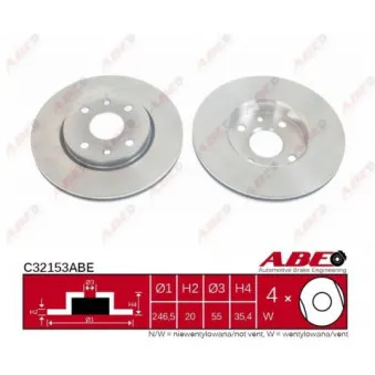 Jeu de 2 disques de frein avant ABE C32153ABE