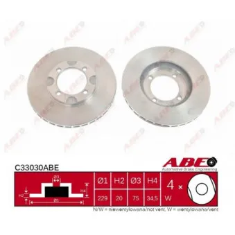 Jeu de 2 disques de frein avant ABE C33030ABE