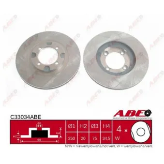 Jeu de 2 disques de frein avant ABE
