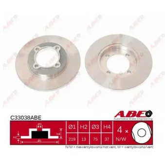 Jeu de 2 disques de frein avant ABE C33038ABE