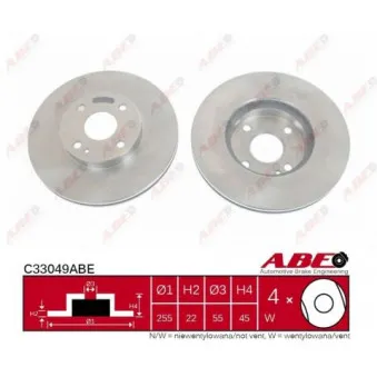 Jeu de 2 disques de frein avant ABE