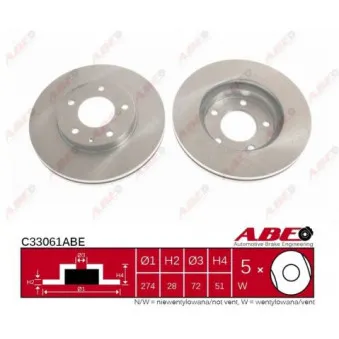 Jeu de 2 disques de frein avant ABE C33061ABE