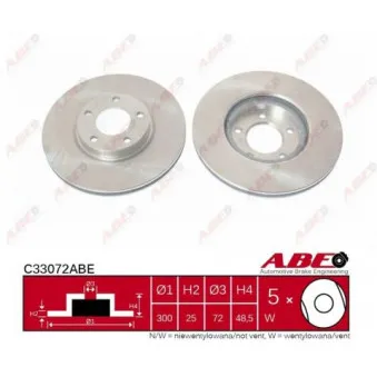 Jeu de 2 disques de frein avant ABE C33072ABE