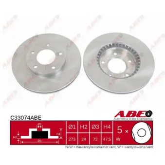 Jeu de 2 disques de frein avant ABE C33074ABE