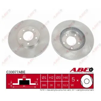 Jeu de 2 disques de frein avant ABE C33077ABE
