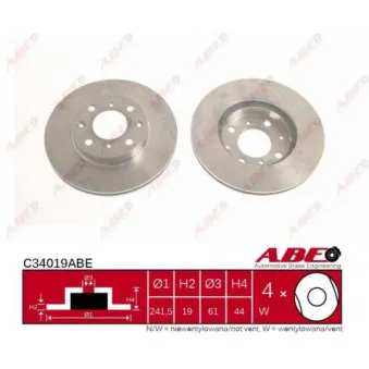 Jeu de 2 disques de frein avant ABE C34019ABE