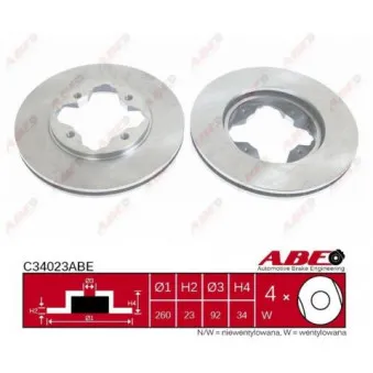 Jeu de 2 disques de frein avant ABE C34023ABE