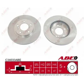 Jeu de 2 disques de frein avant ABE C34033ABE