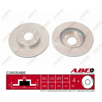 Jeu de 2 disques de frein avant ABE C34035ABE