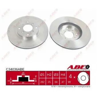 Jeu de 2 disques de frein avant ABE C34036ABE