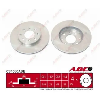 Jeu de 2 disques de frein avant ABE C34050ABE
