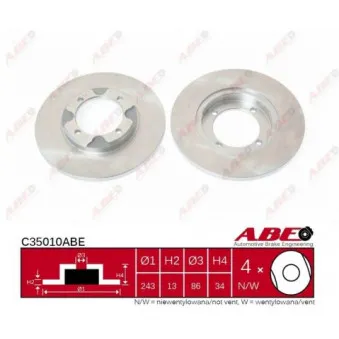 Jeu de 2 disques de frein avant ABE C35010ABE