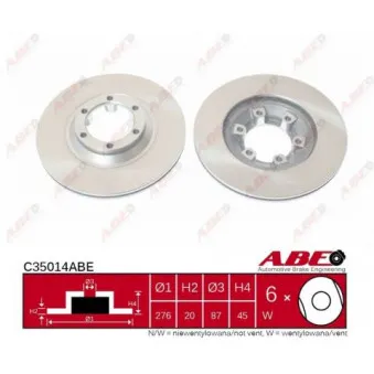 Jeu de 2 disques de frein avant ABE C35014ABE