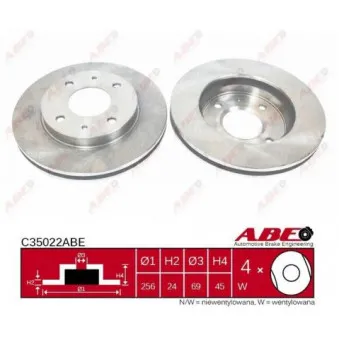 Jeu de 2 disques de frein avant ABE C35022ABE